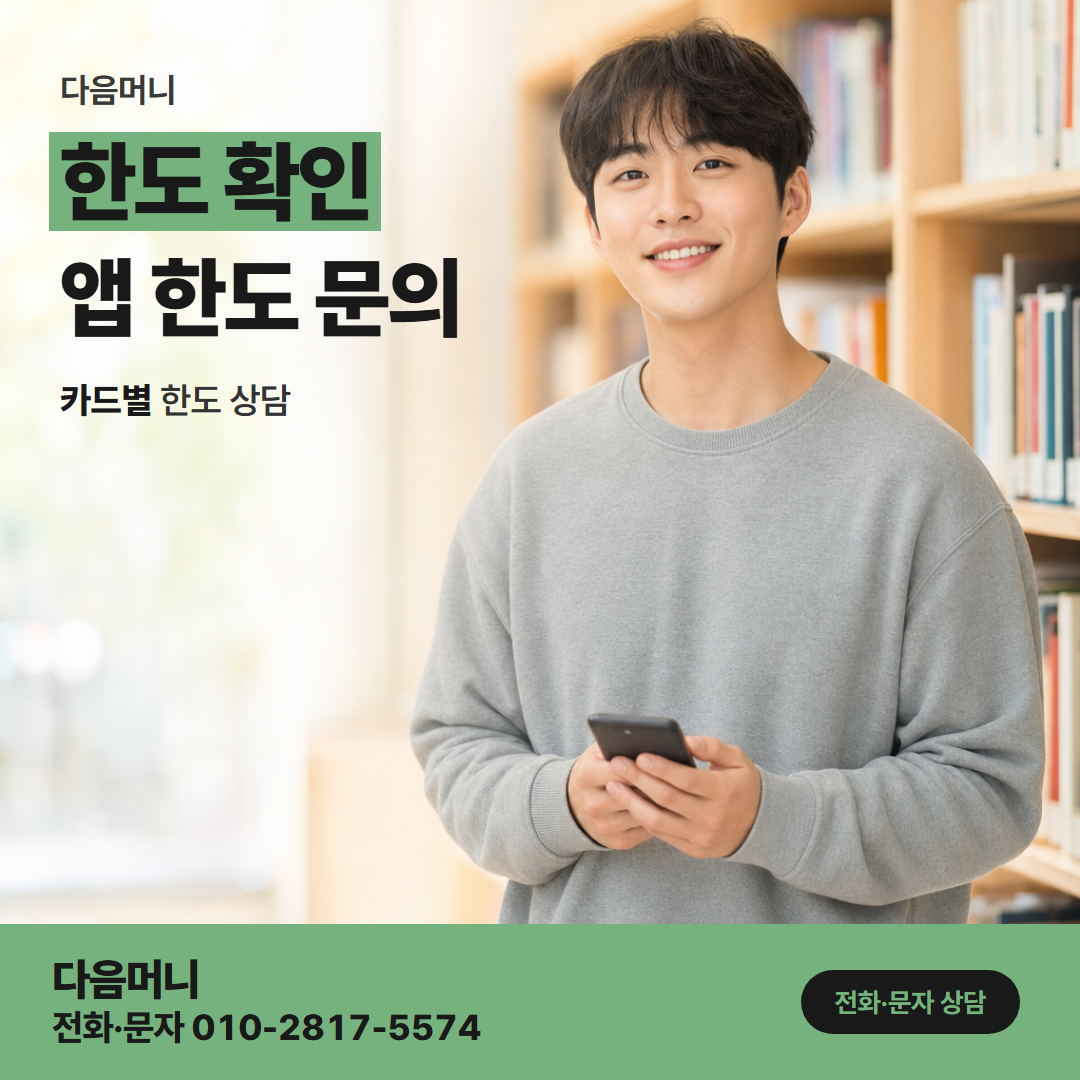 다음머니 부천카드깡 카드사 앱 조회 화면